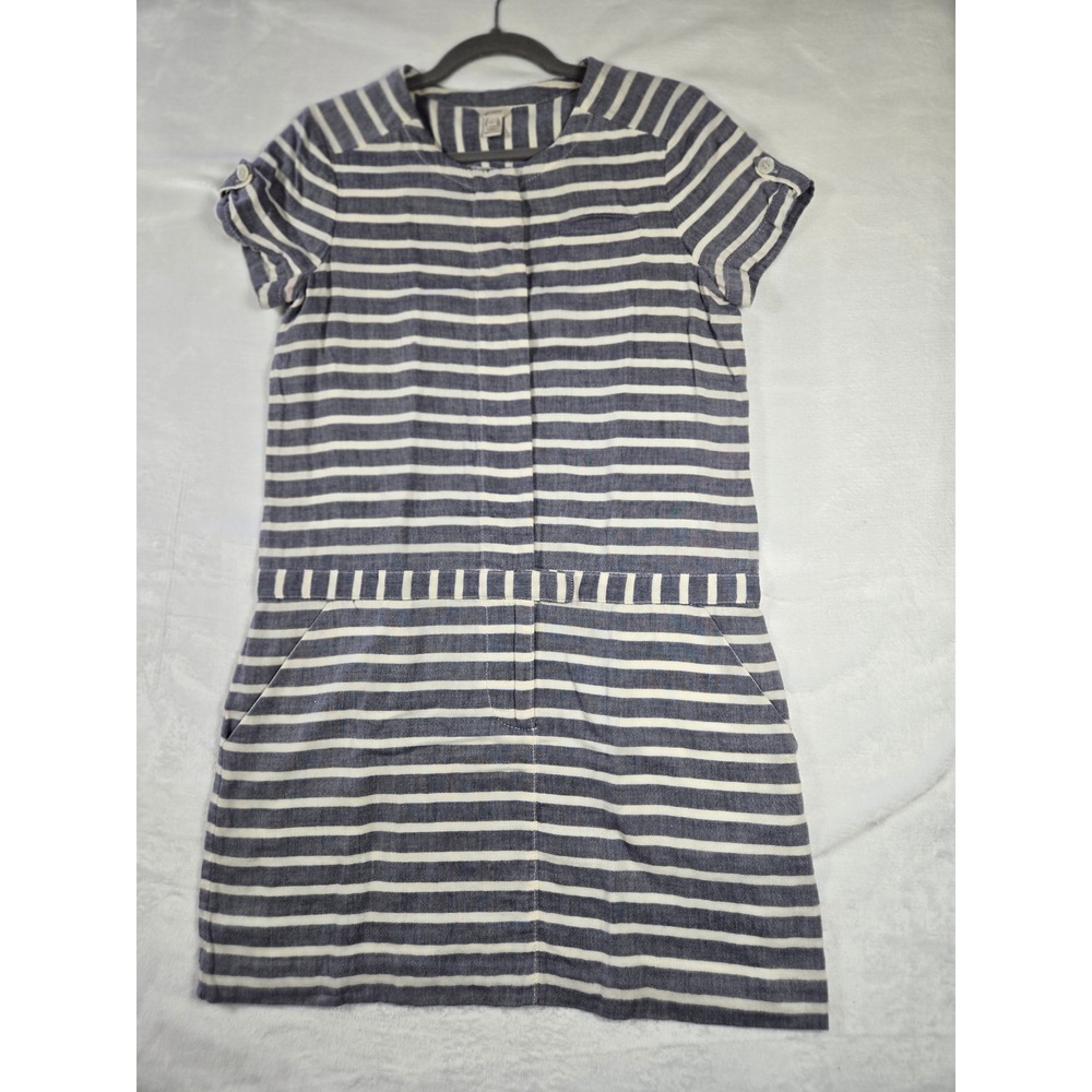 J.Crew Womens Navy Blue White‎ Striped Cotton Shift Dress 4 Coastal  Nautical